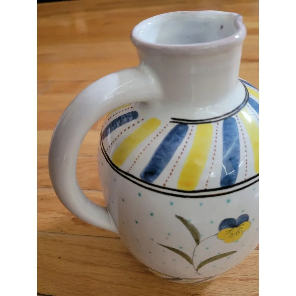 Signed Claude & Slavik Palley Hand-Painted French Terracotta Ceramic Pitcher